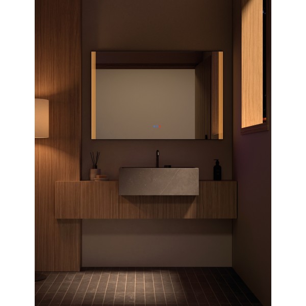 Espejo LED Vertical Líneas Arenadas Para Baño Moderno