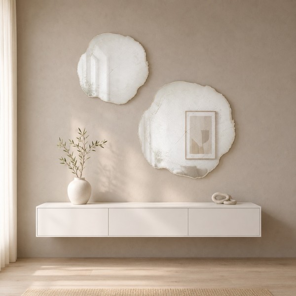 Set de 2 Espejos Orgánicos Blancos Arbo Ice Set