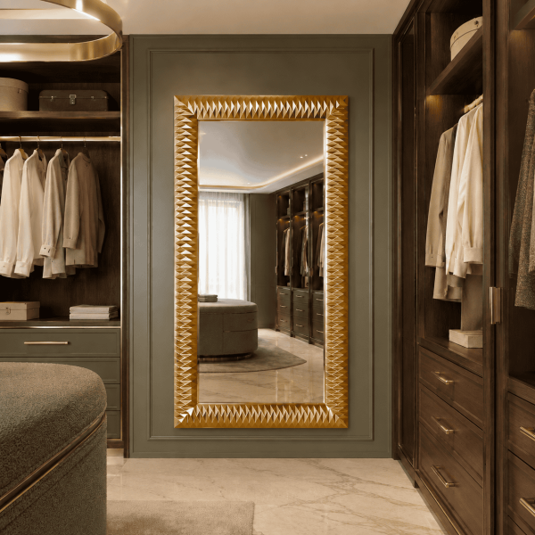 Espejo Grande Marco Dorado Para Vestidor Moderno