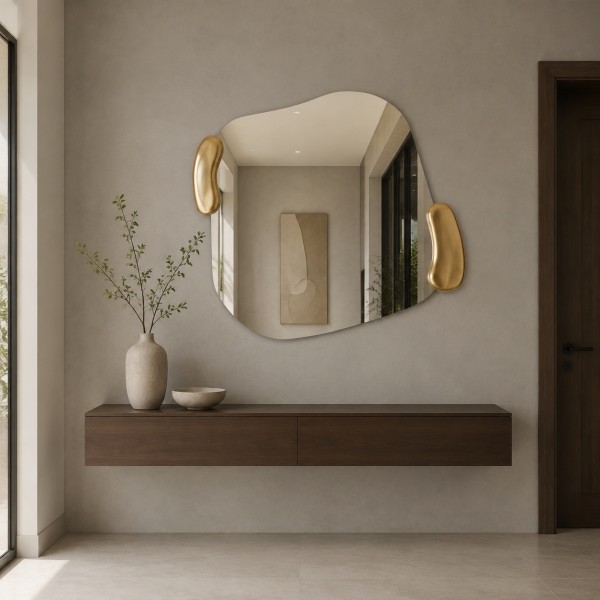 Espejo Moderno Para Recibidor Elegante Calco Gold