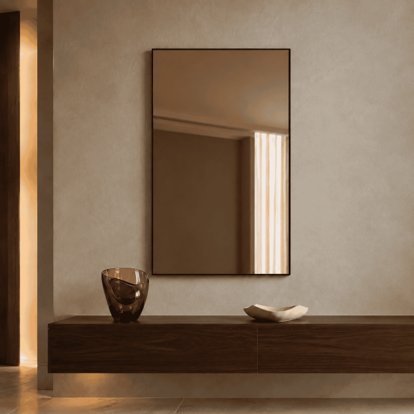 Espejo Rectangular Color Bronce y Marco Negro