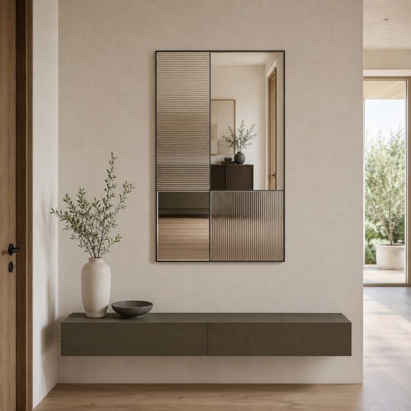 Espejo Rectangular Biselado Para Recibidor Moderno