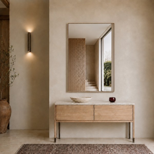Espejo Rectangular Para Recibidor Marco De Madera