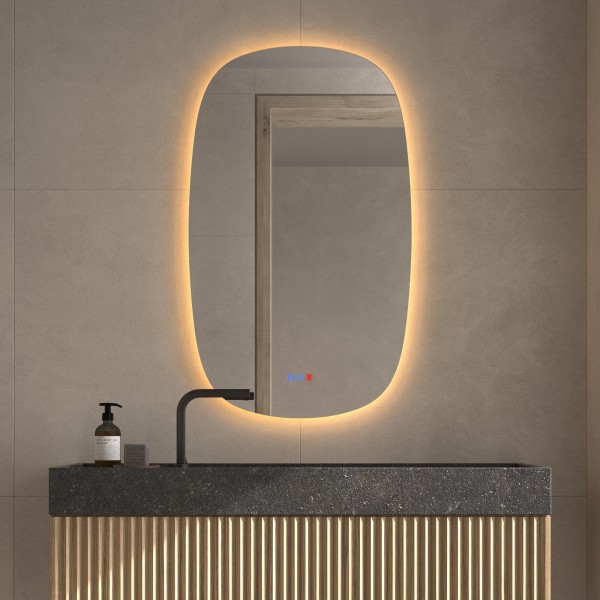 Espejo Retroiluminado De Diseño Orgánico Para Baño Moderno