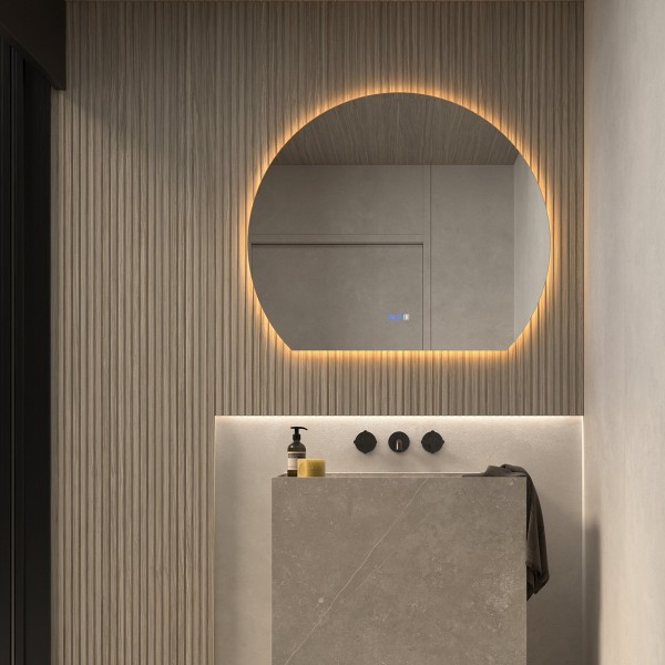 Espejo Redondo LED Retroiluminado De Diseño Para Baño Moderno
