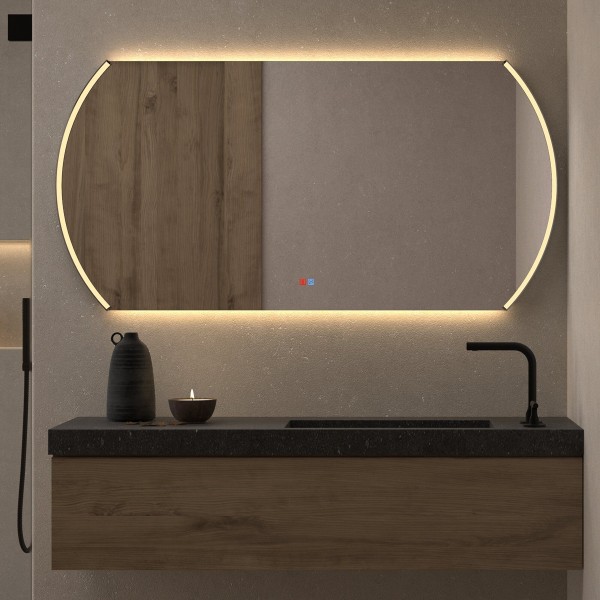 Espejo LED Ovalado Horizontal Con Luz Frontal Y Retroiluminado