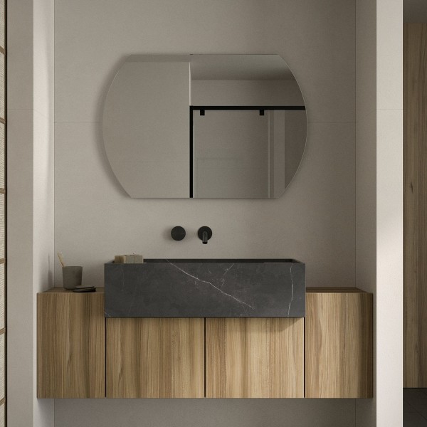 Espejo Ovalado Horizontal Sin Marco Para Baño Moderno