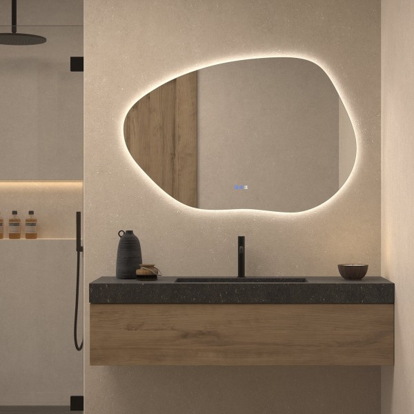 Espejo Retroiluminado De Diseño Orgánico Para Baño Moderno