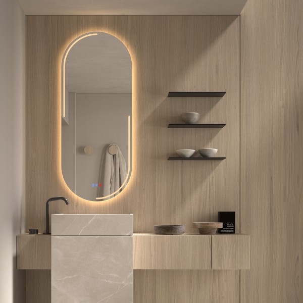 Espejo Ovalado Con Luz LED Para Baño Moderno