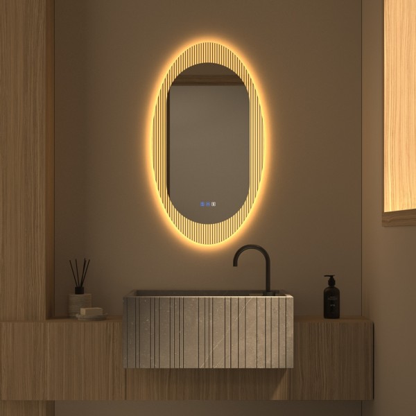 Espejo Ovalado LED Para Baño De Diseño Moderno
