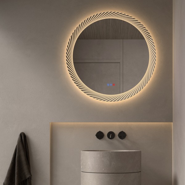 Espejo Redondo Retroiluminado LED De Diseño Para Baño