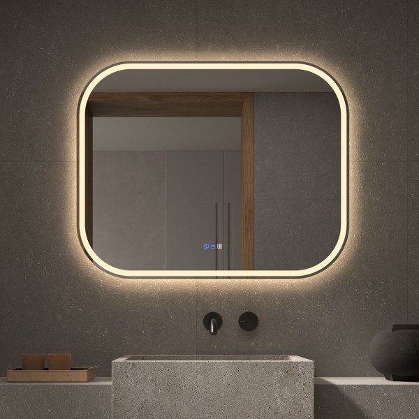 Espejo Rectangular Redondeado Con Luz LED Para Baño