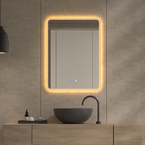 Espejo Rectangular Esquinas Redondeadas LED Para Baño