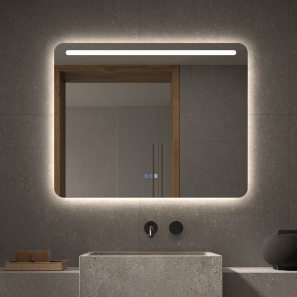 Espejo Para Baño Moderno Con Luz Frontal y Retroiluminación