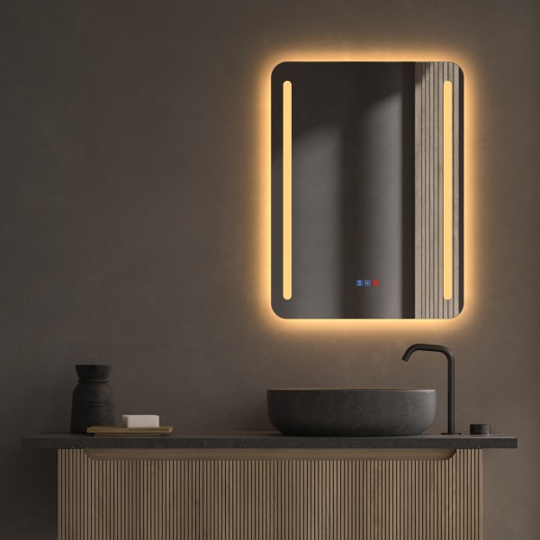 Espejo Rectangular LED Luz Frontal y Retroiluminado Para Baño