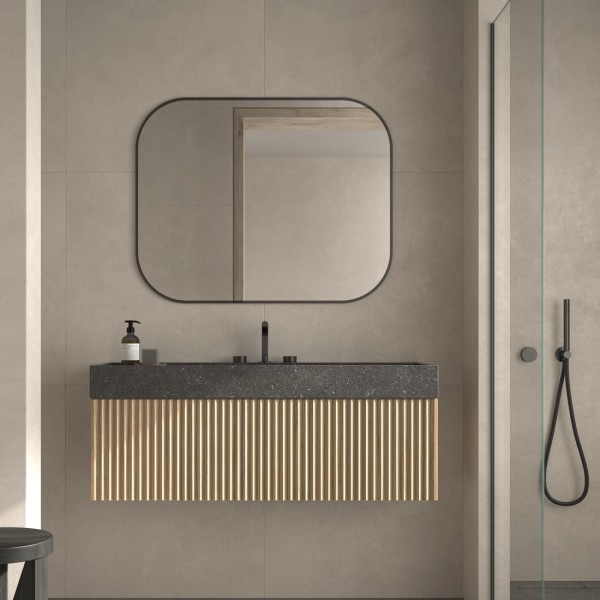 Espejo De Baño Rectangular Sin Luz Contorno Negro