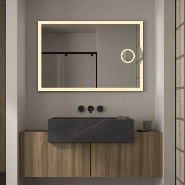 Espejo Rectangular LED Luz Frontal con Aumento Para Baño