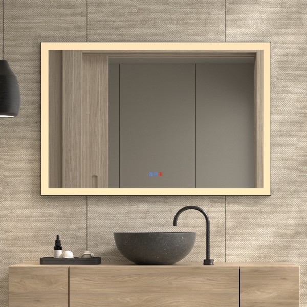 Espejo Rectangular LED Luz Frontal Perimetral Para Baño