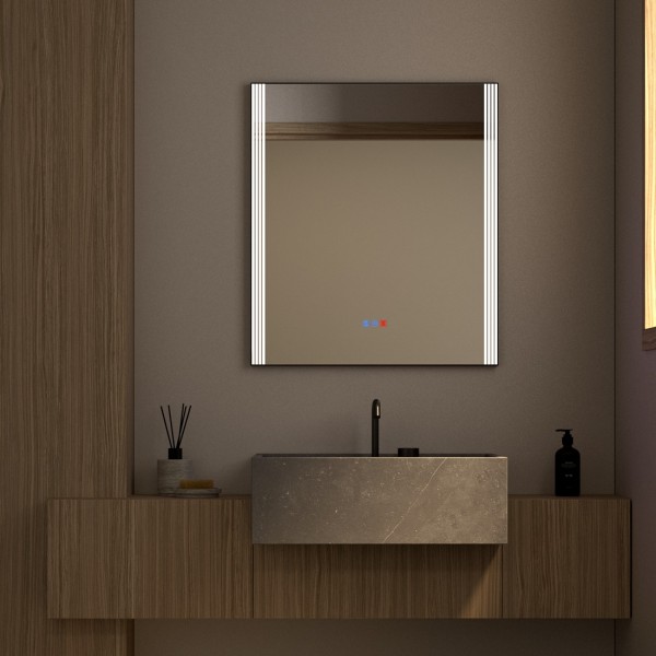 Espejo LED Vertical Líneas Arenadas Para Baño Moderno