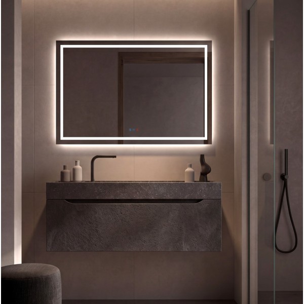 Espejo LED Frontal y Retroiluminado Para Baño Moderno