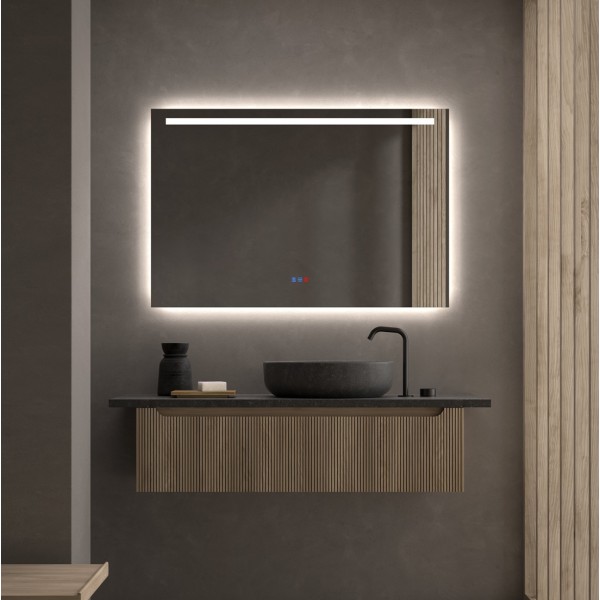 Espejo LED Luz Frontal Superior y Retroiluminación Para Baño