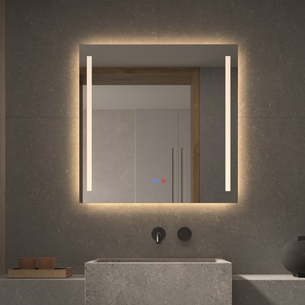 Espejo LED Para Baño Con Luz Frontal Vertical y Retroiluminación