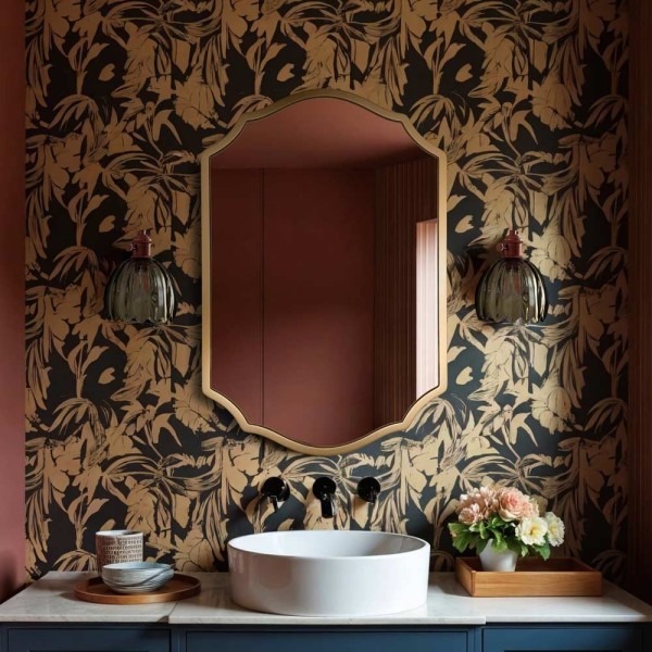 Espejo Clásico Dorado Para Baño Grand Amis