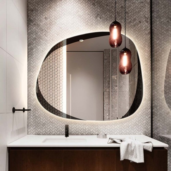 Espejo Asimétrico Retroiluminado Para Baño Isle Wide LED