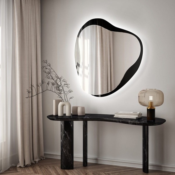 Espejo Recibidor Retroiluminado Marco Negro Amo LED