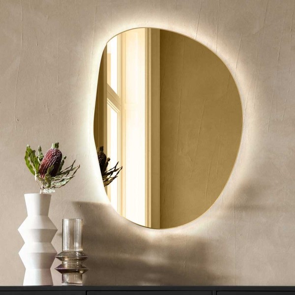 Espejo Dorado Retroiluminado Para Aparador Plama 2 LED