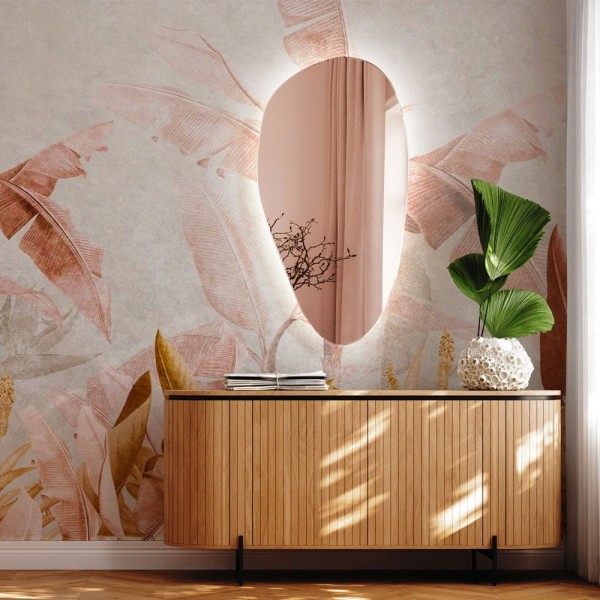 Espejo Salón Grande Retroiluminado Oro Rosa Plama 1 LED