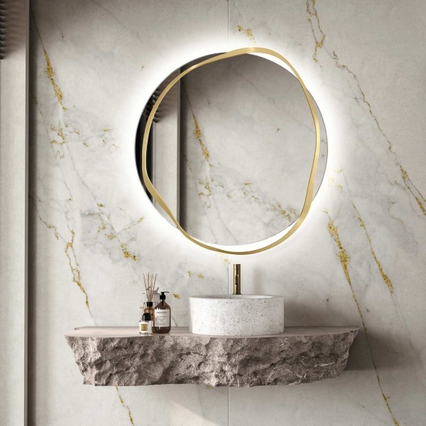 Espejo Original Retroiluminado Para Baño Banda Latón LED