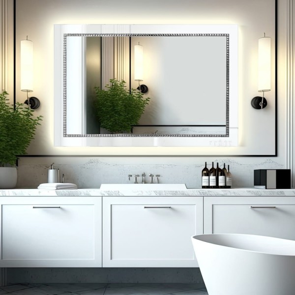 Espejo De Baño Retroiluminado Cristal Blanco