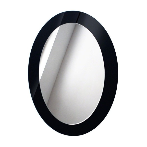 Espejo Ovalado Marco de Cristal Negro