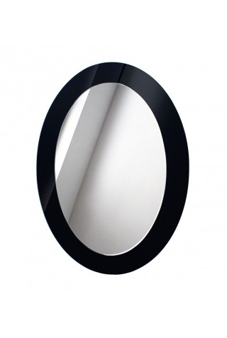Espejo Ovalado Marco de Cristal Negro