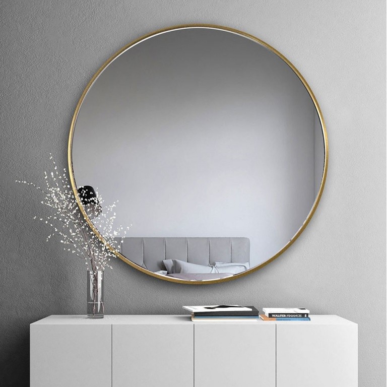 Espejo Redondo Minimalista Scandi Slim Dorado Centro Espejos