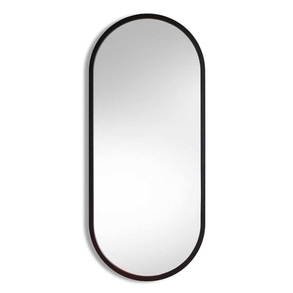 Espejo Ovalado Marco Negro Minimalista