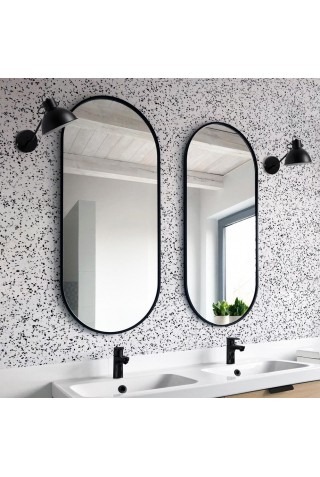 Espejo Ovalado Minimalista Marco Fino Negro