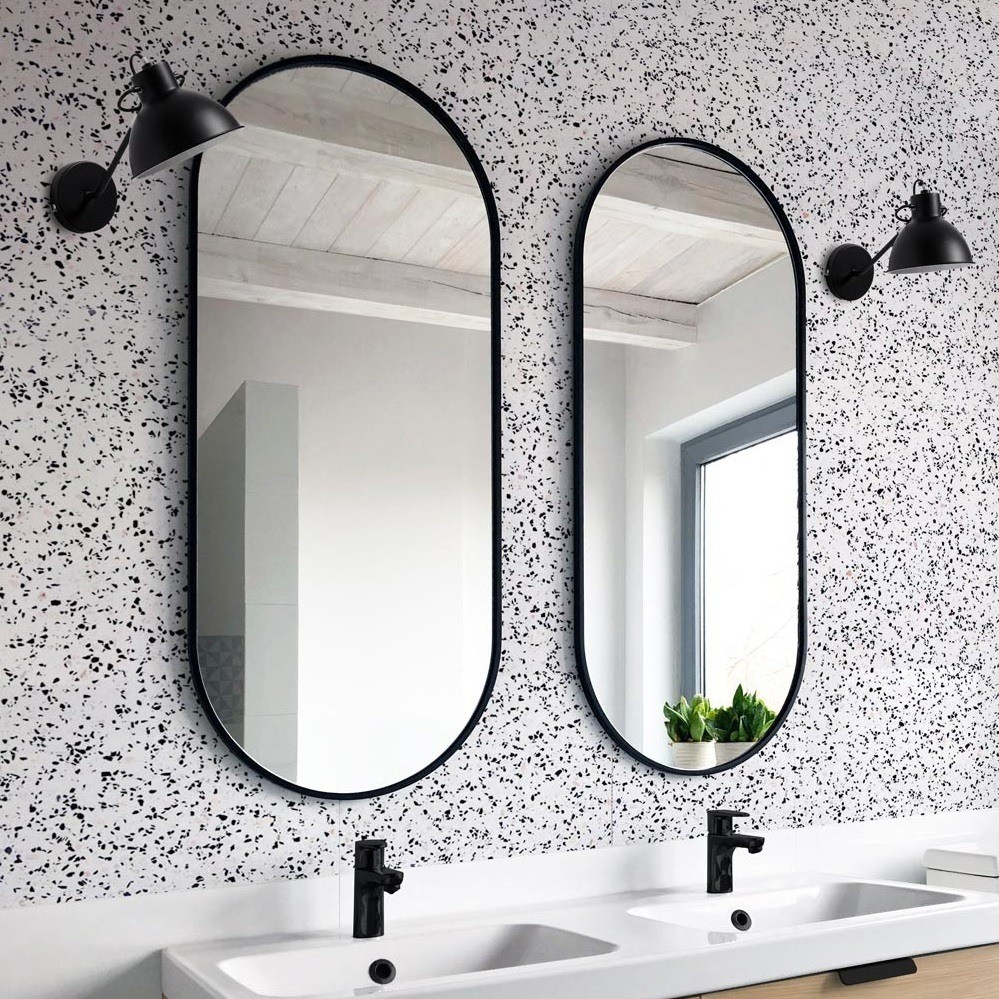 Espejo De Baño Con Borde Negro De Estilo Minimalista De 1 - Temu Mexico